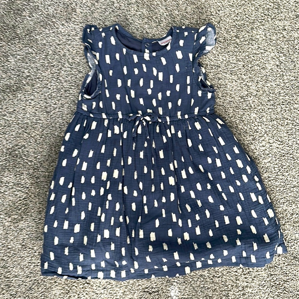 Hanna Anderson “Foggy Blue” Flutter Sleeve Dress in Cotton Muslin